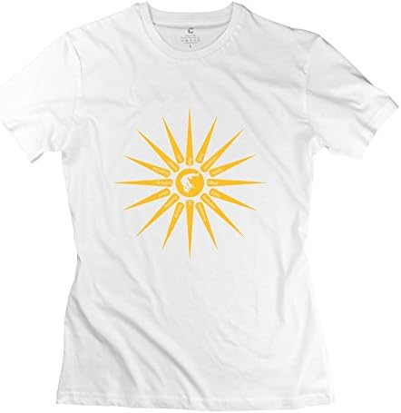 LinYang Women Cute Sun Sign Tee Shirts Size M White