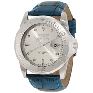 Invicta Men's 0008-ACUA Pro Diver Silver Dial Turquoise Leather Watch (Watch)