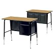 Single Desk with Book Box Medium Oak Top/Charblack Frame