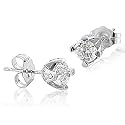 14k White Gold Round Brilliant Cut Diamond Earrings Studs (GH, SI-I, 1.00 carat)