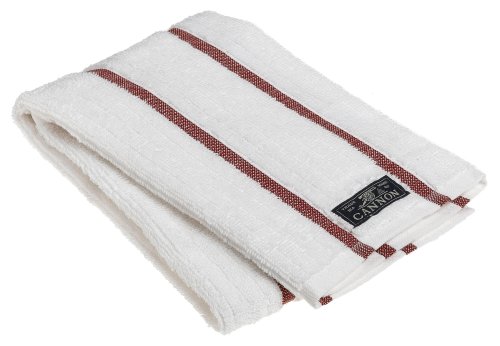 Cannon Vertical Rib Stripe Kitchen Towel, Red Stripe