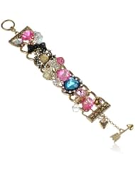 Betsey Johnson "Frontal Toggle Cluster" Skull Multi-Charm Toggle Bracelet, 7.5"