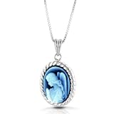 Angel Cameo Pendant w/ Sterling Silver Open Back Frame and 18 Chain