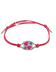 Sterling Silver 925 Oval Center Featuring Pink and Purple Enamel Heart Accent...