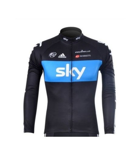 Tour de France Sky autumn and winter long-sleeved sky cycling jersey set mountain bike cycling pants and top bike equipment thinnish/thick fleeces sky cycling wear suits : Size - S