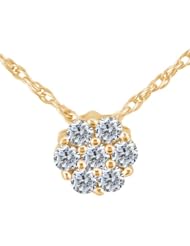 1.19 Ct Round G/H SI2 Diamond 925 Yellow Gold Plated Silver Pendant