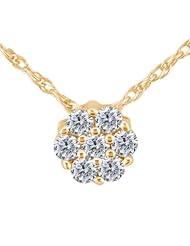 1.19 Ct Round G/H SI1 Diamond 925 Yellow Gold Plated Silver Pendant