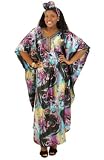 Shimmering Flower Print Caftan Kaftan Dress with Matching Headwrap - Available in Several Color Combinations