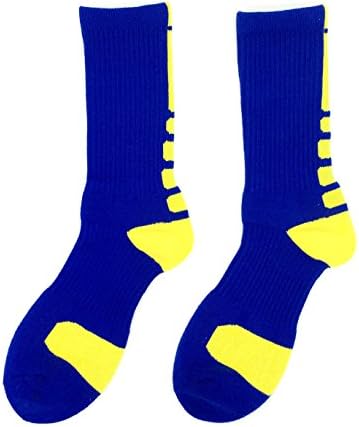 SpankY Men's Athletic Patterned Cushioned Crew Socks Basketball Performance Series Blue (1-Pack)
