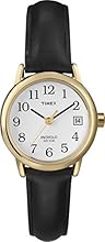 Timex Classic Women's Quartz Watch with White Dial Analogue Display and Black Leather Strap - T2H341PF