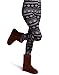 HDE Women Winter Knit Leggings Fleece Line Nordic Design Thermal Insulated Pants(White Black Gray Nordic Snowflake L)