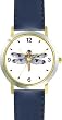 Dragonfly or Dragon Fly Insect - Animal - WATCHBUDDY&reg; DELUXE TWO-TONE THEME WATCH - Arabic Numbers - Blue Leather Strap-Size-Women's Size-Small