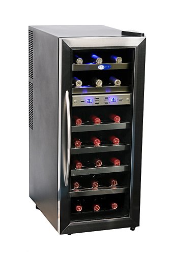 Whynter WC 211DZ 21 Bottle Dual Temperature Zone Wine Cooler Stainless Steel Trimmed Glass Door with Black Cabinet