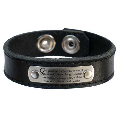 Serenity Prayer Leather Bracelet, Thick Dakota Leather for Men