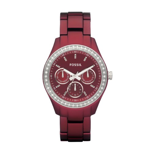 Fossil Damen-Uhren Multifunktion Stella Aluminium Berry Quarz Analog Es2950