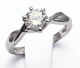 14k White Gold, Moissanite Solitaire Engagement Ring (1ct /6 prong)