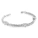 Heart Shape Diamond Byzantine Bracelet in Sterling Silver -0.15 cttw - 7 inch