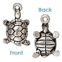 Fine Silver Plated Lead-Free Pewter Lucky Turtle Charm 17.5mm (1)