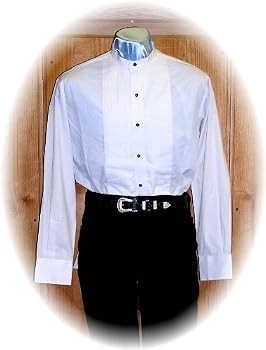 White Horse Banded Collar Western Tuxedo Shirt