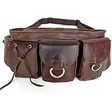 Tom Clovers Women's Men's Leather Waist Pack Fanny Bag Hip Purse Brown