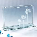Vase or Fish Tank in Clear Etched Glass with Rose Pattern