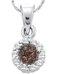 0.25ctw Brown Diamond Flower Pendant 14K White Gold