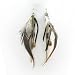 Gold Plated White and Brown Feather 6" Dangle Earrings Fashion Jewelry
