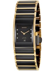 Rado Womens R20752752 Integral Black Dial Gold Plated Stainless Steel Watch