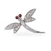 Eve's Addiction Ruby-eyed Sterling Silver CZ Dragonfly Pin