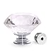 CZC HOME 25 PCS Crystal Glass Pull Handle Cupboard Cabinet Knobs Drawers Shutters Dressers Bathroom (40mm, Transparent)