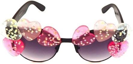 Crazy Cupid Heart Coco Confetti Sunglasses, Black Acrylic Frame, Black Fade Lens, Proudly Made in the USA, 6 Inches X 2 Inches
