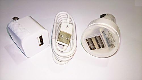 iPhone 8 pin Cable + Dual Car Charger + Wall Charger for iPhone 7, 7 plus, 6S, 6S Plus 6, 6 plus 5, 5S, 5C for iPod touch 5th generation iPod nano 7th generation and More