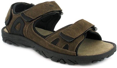 Mens Brown Twin Strap Suede & Leather Sandal - Brown/Black - UK 11