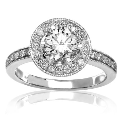 Halo Syled Pave Set Diamond Engagement Ring with a 0.70 Carat I SI3 Round Cut Un Certified Center Stone and 0.35 Carats of Side Diamonds (1.1 Cttw) 41UjHEMGevL Halo Syled Pave Set Diamond Engagement Ring with a 0.70 Carat I SI3 Round Cut Un Certified Center Stone and 0.35 Carats of Side Diamonds (1.1 Cttw)