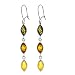 Sterling Silver Multicolor Amber Marquise-Shaped Long Earrings Sterling Silver Multicolor Amber Marquise-Shaped Long Earrings