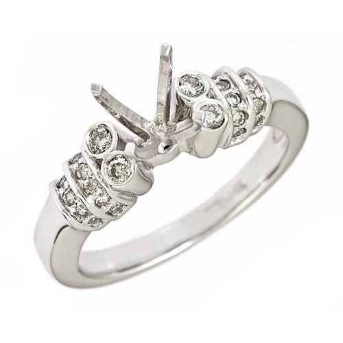 0.36ct 14k White Gold Diamond Semi Mount Engagement Setting Ring (SI Clarity, GH Color)