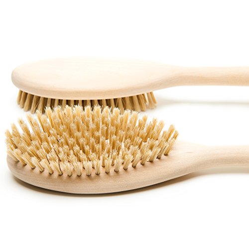 Bath Body Brush for DRY Skin Brushing, Natural Bristle Scrub Brush, Anti Cellulite Massager by LA Beauty Labs, Re-Energize & Make Your Skin Glow!