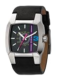 Diesel DZ1299 Unisex Black Leather Strap Black Dial Split Level Dial Watch