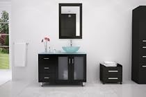 Big Sale 39" Lune Single Glass Vessel Sink Modern Bathroom Vanity with Glass Top