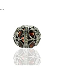 21*18mm Diamond Pave Garnet Bead .925 Sterling Silver Charm Jewelry