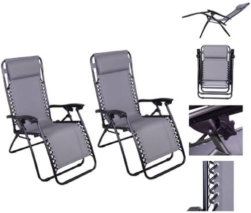 1 Pair Gray Color Recliner Lounge Chair Fully Reclined-63 Inches Long