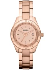 Fossil Womens ES3019 Stainless Steel Analog Rose Gold Dial Watch