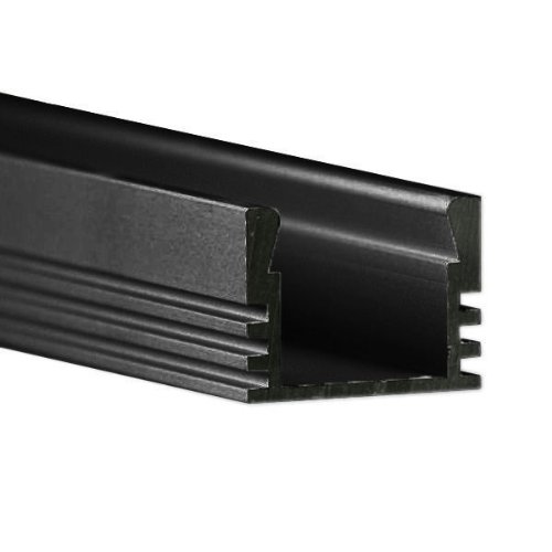 6.56 ft. Black Anodized Aluminum PDS4-ALU Channel - For LED Tape Light - Klus B1718K7L