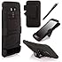 LG G Flex, LG Flex, E LV LG G Flex D340/D959 / D950 / LS995 Impact Resistant Hybrid Armor Shell Holster Case with Kickstand and Belt Swivel Clip for LG G Flex D340/D959 / D950 / LS995 + 1 Stylus and 1 Microfiber Digital Cleaner - Black