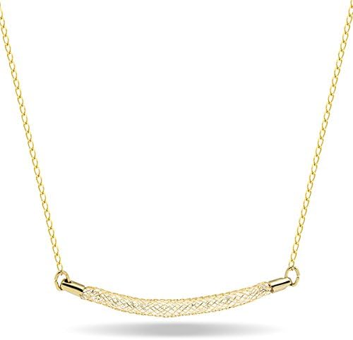 Delicate Tube Necklace, Dainty Mesh Bar Filled with Crystals Pendant, Modern Jewelry, Gold Tone