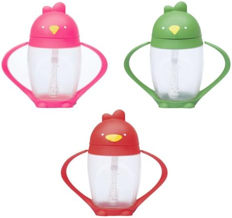 Lollacup Infant And Toddler Straw Cup, 3 Pack - Pink/Red/Green