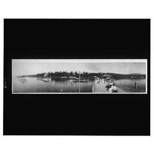 Historic Print (L): Panorama of Lake Tahoe from the tavern wharf