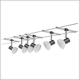 Paulmann 97536 Wire System Sheela 210 6x35W GU5,3 schwarz chrom/Opal 230/12V 210VA Metall/Glas