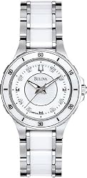 Stainless Steel and Ceramic Dress White Dial Diamonds