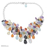 Amethyst and onyx choker, 'Web of Color' 1.8 W 16.9 L